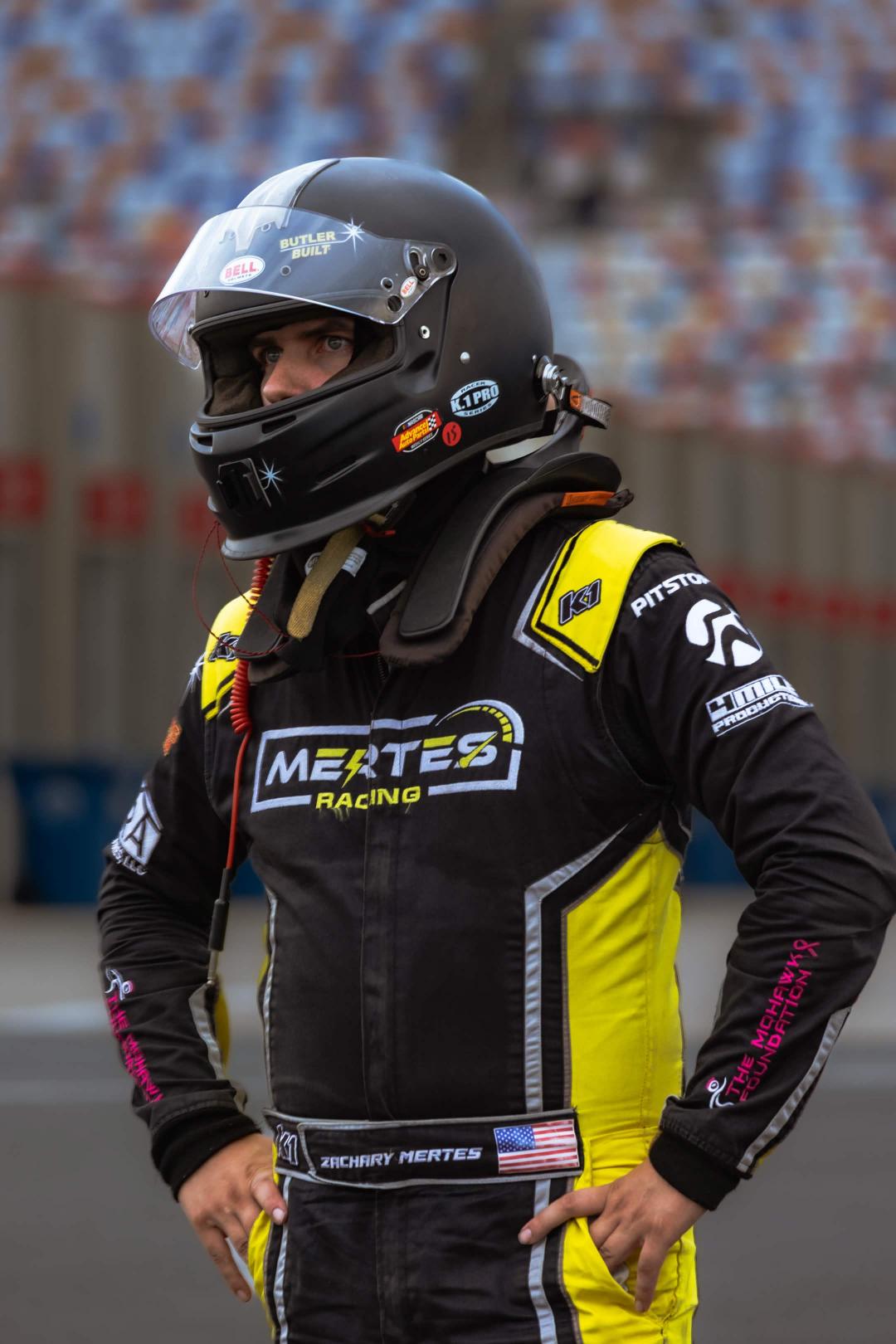 Zachary Mertes in his Mertes Racing suit